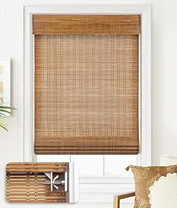 LazBlinds No Tools No Drill Cordless Bamboo Roman Shades, Light Filtering Window Treatment, Roll ... | Amazon (US)