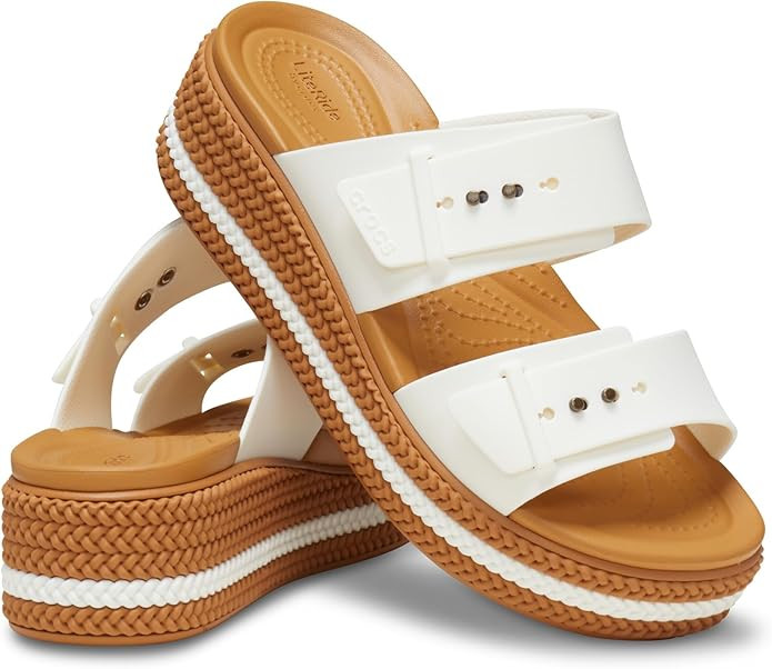 Crocs Women's Brooklyn Buckle Low Wedge Sandal | Amazon (US)