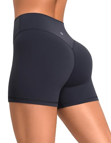 Colorfulkoala Sculptiva Butt-Lifting Hidden Scrunch Workout Shorts for Women 4", No Front Seam High-Waisted Yoga Shorts (S, Blue Ink) | Amazon (US)