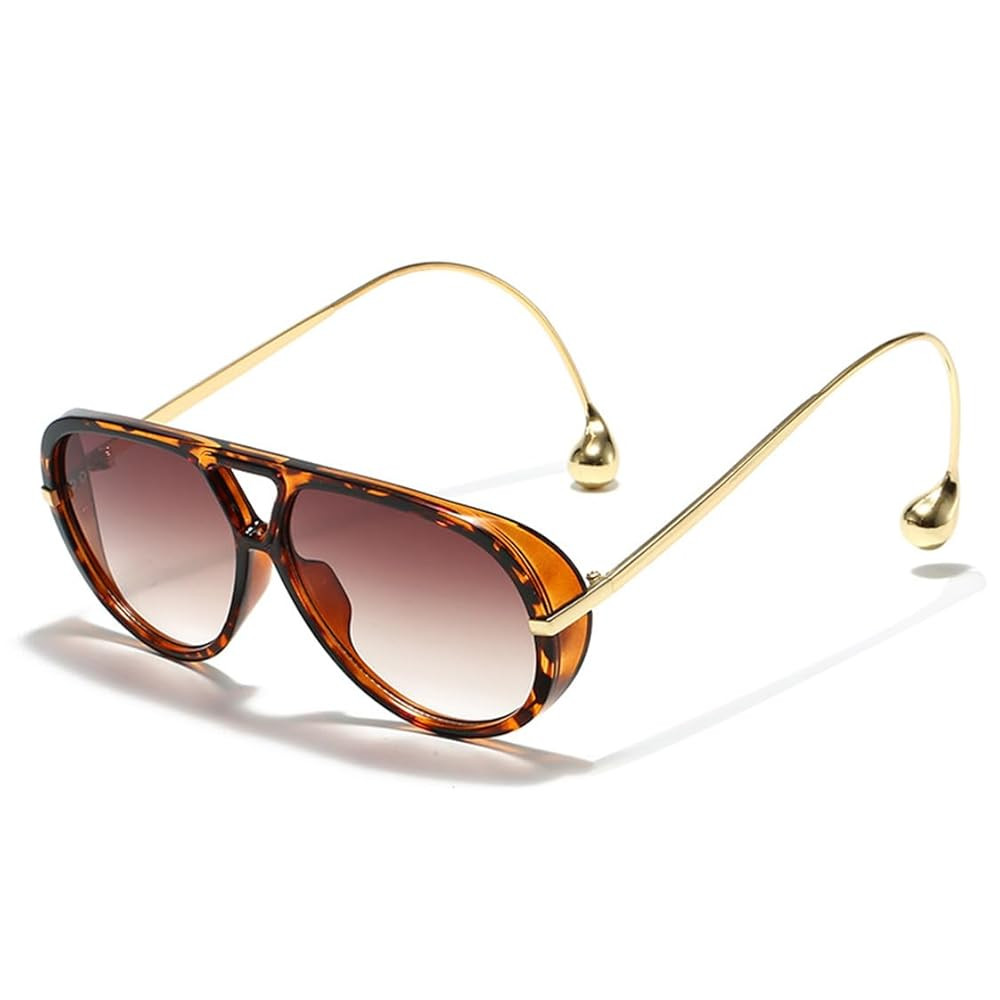 Oversized Trendy Aviator Sunglasses for Women, Pilot Shades Designer UV Protection Double Bridge ... | Amazon (US)