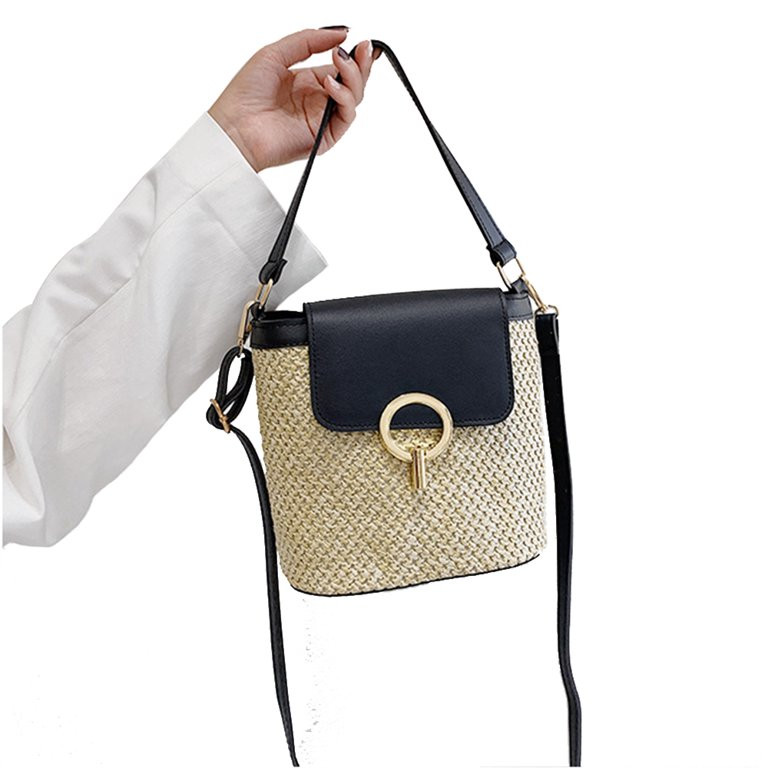 Women Straw Handbag Mini Summer Beach Rattan Tote Bag Crossbody Shoulder Top Handle Handbag Handm... | Walmart (US)