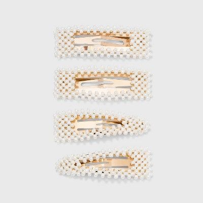 Pearl White Gold Snap Clip 4pc - A New Day™ Pearl | Target