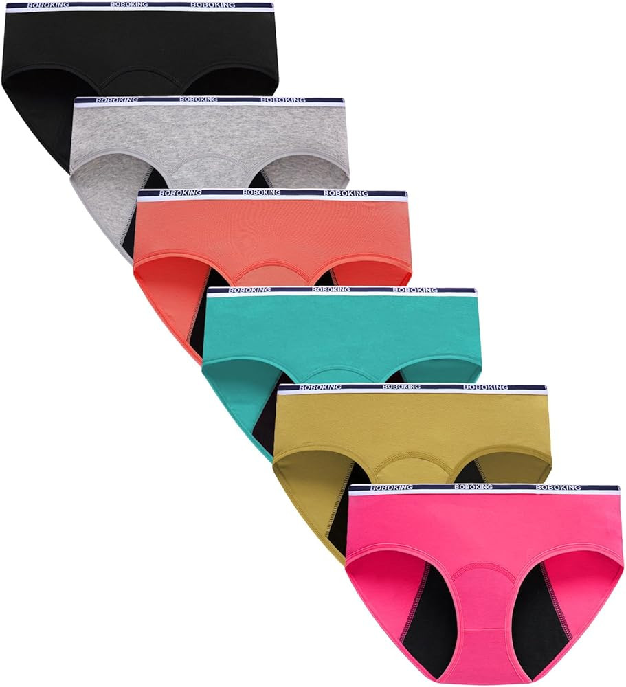 Boboking Teen Girl's Cotton Period Panties Big Girls Breathable Briefs Women Underwear | Amazon (US)