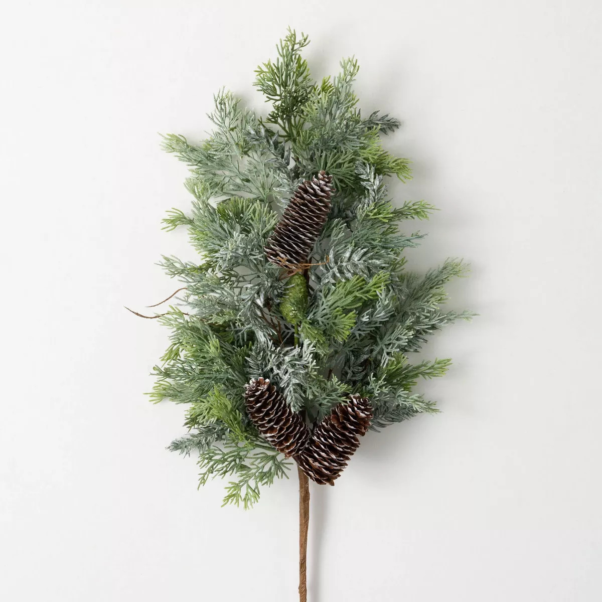 28.5"H Sullivans Frosted Cedar & Pinecone Spray  Green | Target