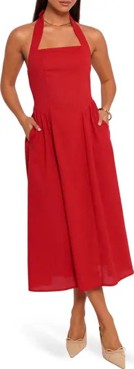 Ramona Linen Halter Midi Dress | Nordstrom