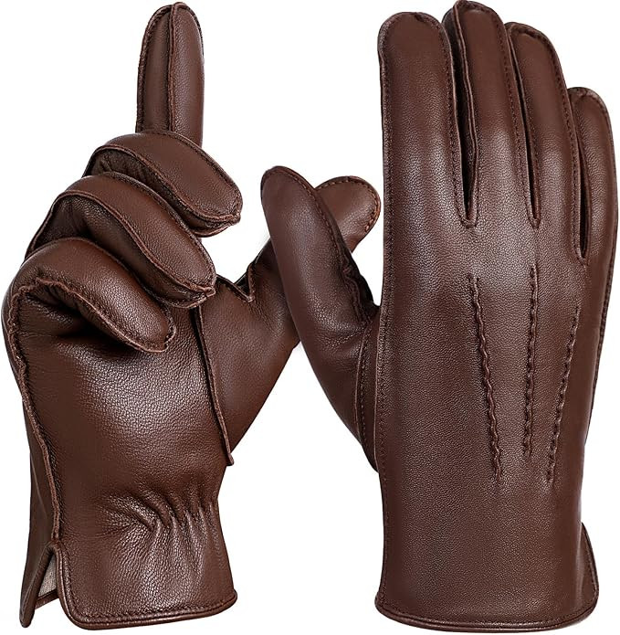 FIORETTO Men’s Chrome-Free Leather Gloves Winter – Touchscreen Driving Gloves with Warm Wool ... | Amazon (US)