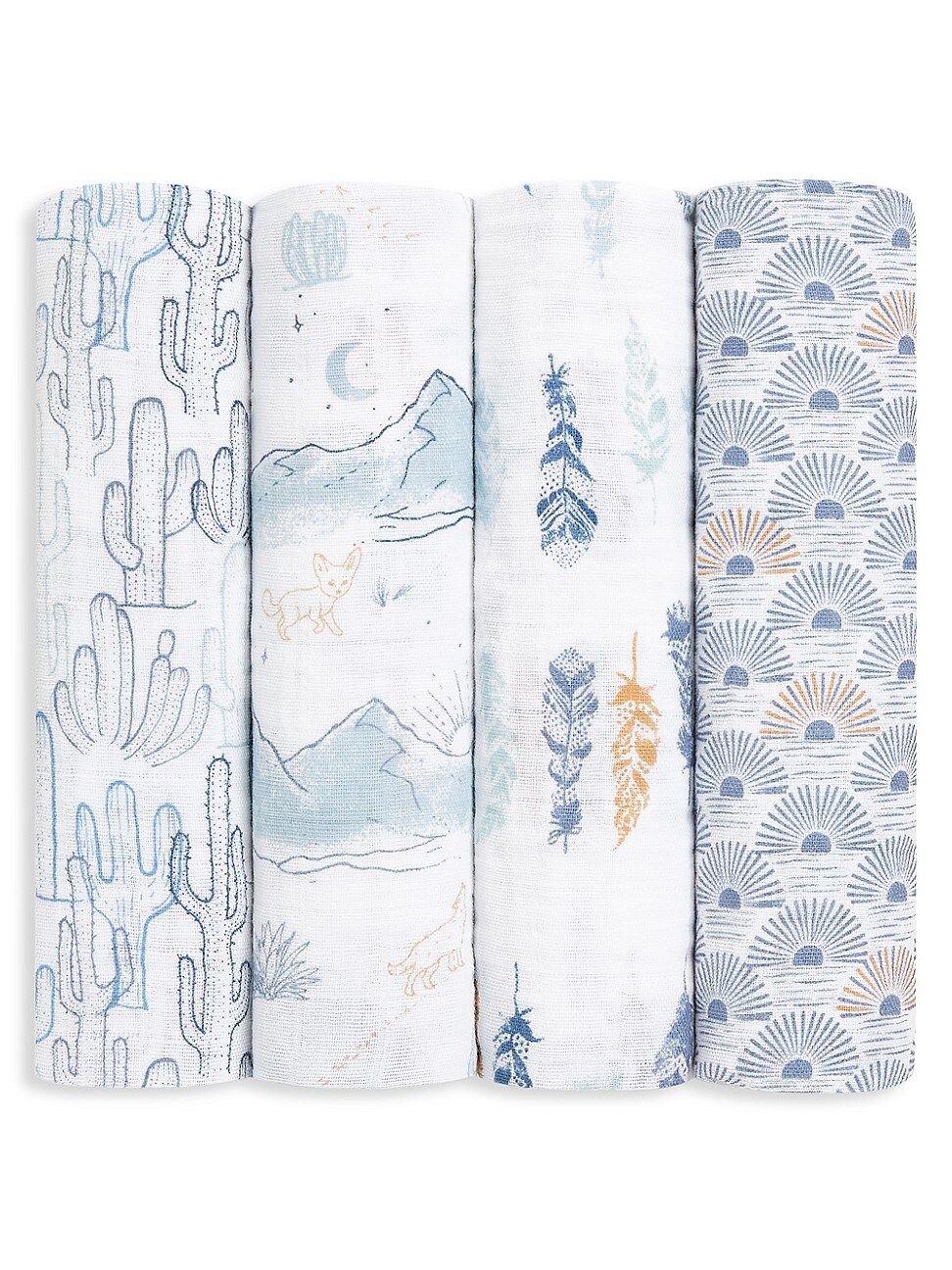 aden + anais Baby's Sunrise 4-Pack Muslin Large Swaddle Blanket - Blue | Saks Fifth Avenue