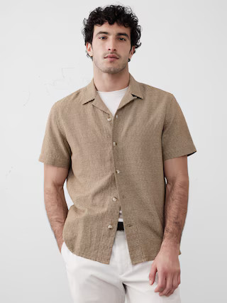 Standard Fit Textured Resort Shirt | Banana Republic Factory