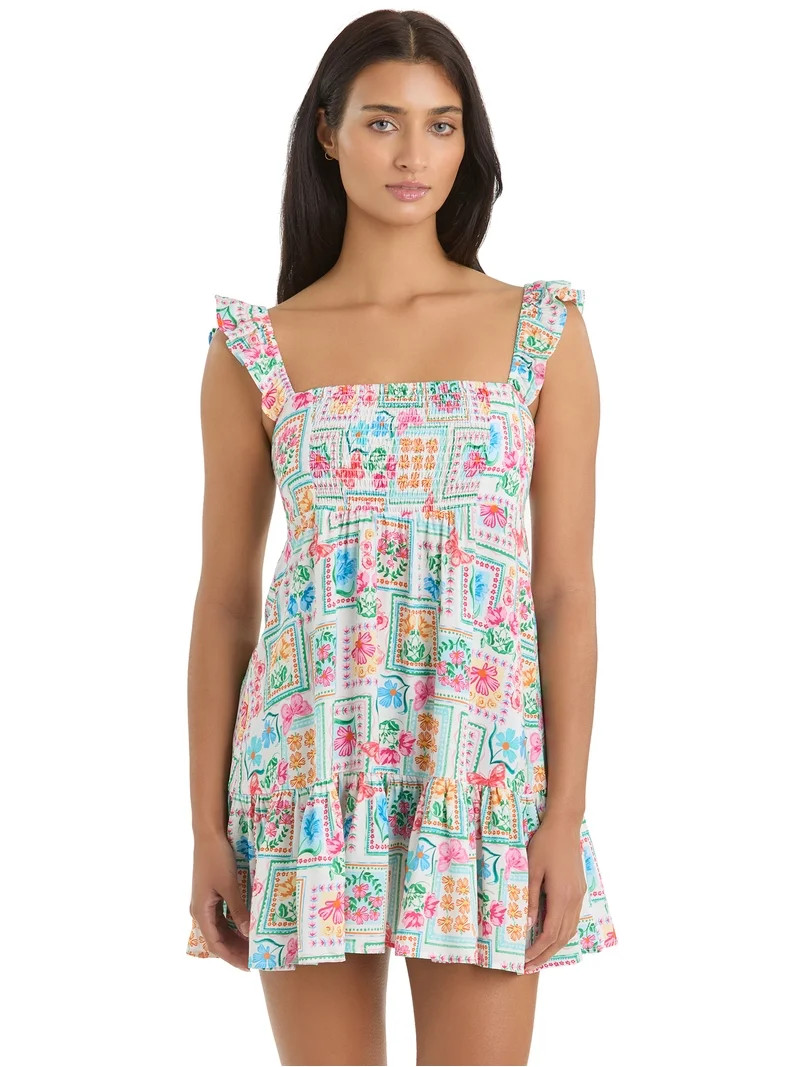 Jessica Simpson Women's Smocked Cover-Up Dress, Sizes XS-2XL | Walmart (US)
