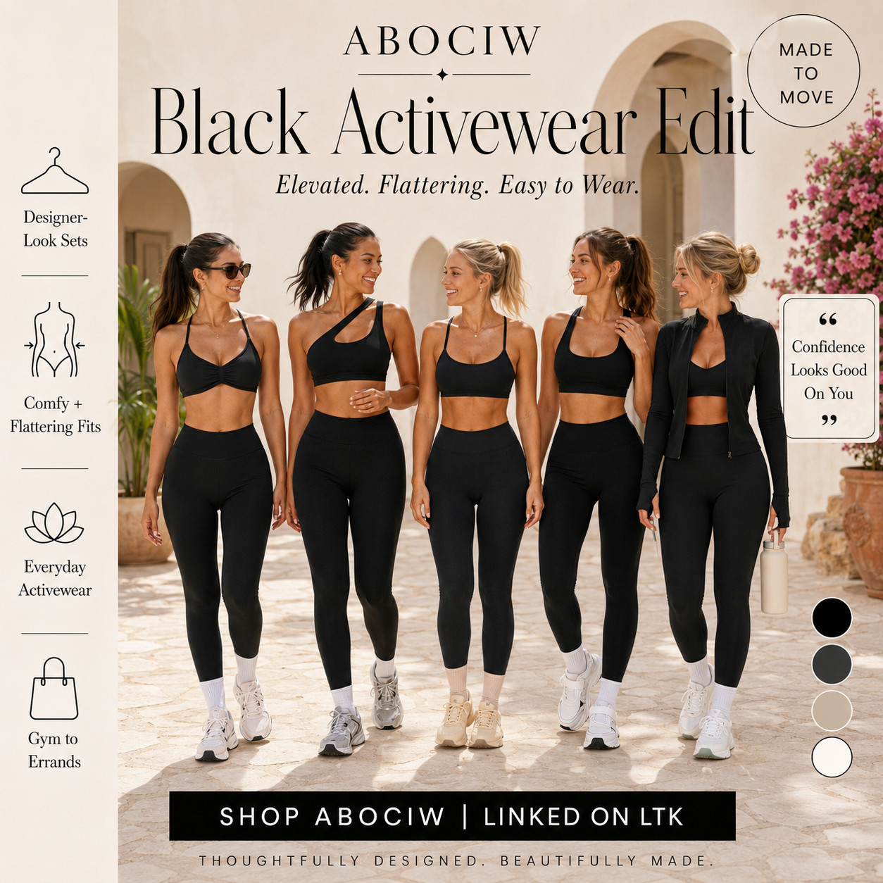 ABOCIW Elevated Athleisure | All Black Edit

The black activewear sets that make everyday athleisure feel sleek, flattering, and instantly elevated!

These ABOCIW activewear looks are perfect when you want something comfortable enough to move in, but polished enough to wear out and still feel completely put together. 

The all-black color story is timeless, sculpting, and easy to style, while the matching set silhouettes give that clean designer-look feel with almost no effort.

This is the edit to check first for gym days, Pilates, walks, errands, coffee runs, travel days, casual weekends, athleisure outfits, and those “I want to look chic but still be comfortable” moments. 

It solves the activewear problem perfectly: pieces that feel practical for movement, flattering on the body, and easy to wear beyond the workout.

I love that black activewear always looks intentional — just add sneakers, a tote, sunglasses, a zip jacket, or a water bottle and the outfit feels done from gym to errands to lunch.

I pulled together the black ABOCIW styles worth checking first so you can skip the scroll and go straight to the sets that feel the most versatile, flattering, and wear-on-repeat worthy.

📌 SAVE this for black activewear outfits, gym-to-errands looks, and elevated matching sets that make getting dressed feel effortless.

↓ Everything is linked!

#LTKActive #LTKSaleAlert #LTKTravel