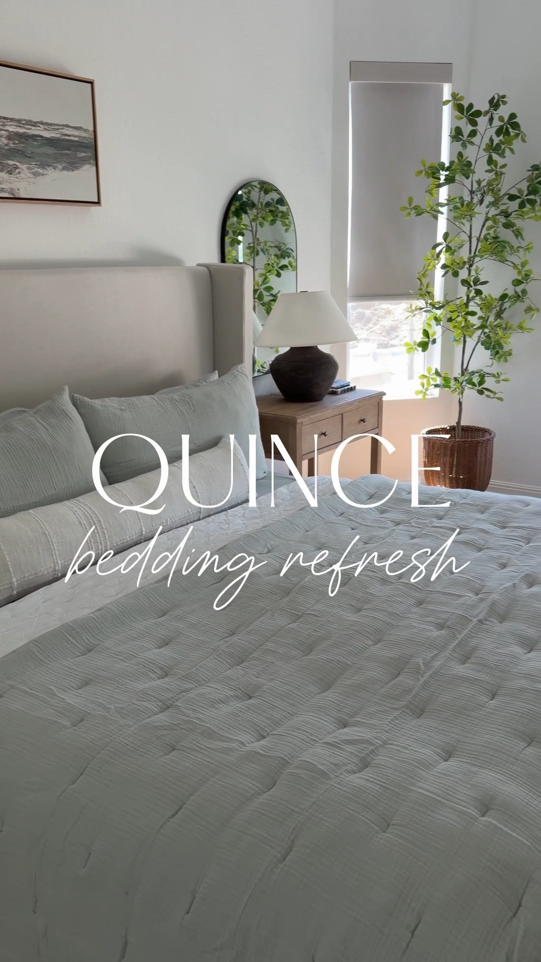 Summer Bedding Refresh with @Quince  🛌✨

Just updated my bedding for spring with this super soft Airy Cotton Gauze Quilt Set and matching bamboo sheets in the color Mist 🩵

Quince Bedding, Bedroom Views, Neutral Bedding, Soft Layered Bedding, Cozy Bedroom

#beddinginspo #neutralhomeinspo #quincebedding