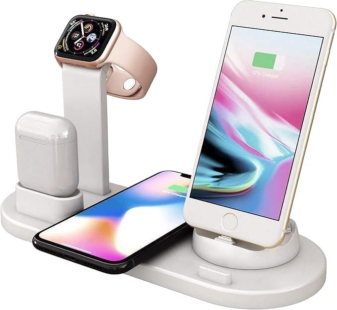 Charging Dock Stations - 4-in-1 Wireless Charging Pad, Rotating Plug Multi-Device Charger for App... | Amazon (US)