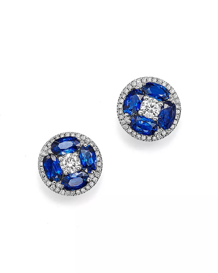 Sapphire and Diamond Stud Earrings in 14K White Gold - 100% Exclusive | Bloomingdale's (US)
