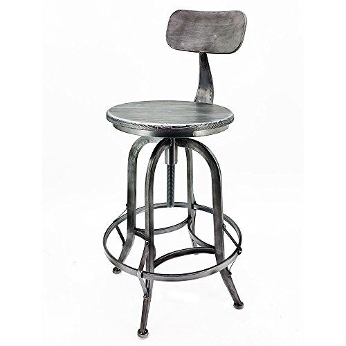 Arthur Retro Steel Rotating Adjustable Height Barstool - Vintage Pewter | Amazon (US)