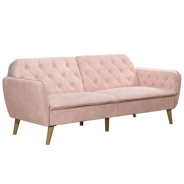Novogratz Tallulah Memory Foam Futon, Convertible Couch, Pink Velvet - Walmart.com | Walmart (US)