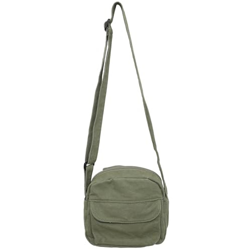 GOQUFOY Canvas Small Crossbody Bags for Women Men Green Shoulder Purses with Zipper Pockets Summer Cute Mini Tote Women's Handbags Cell Phone Purse Casual Lightweight Everyday Messenger Bag Travel | Amazon (US)