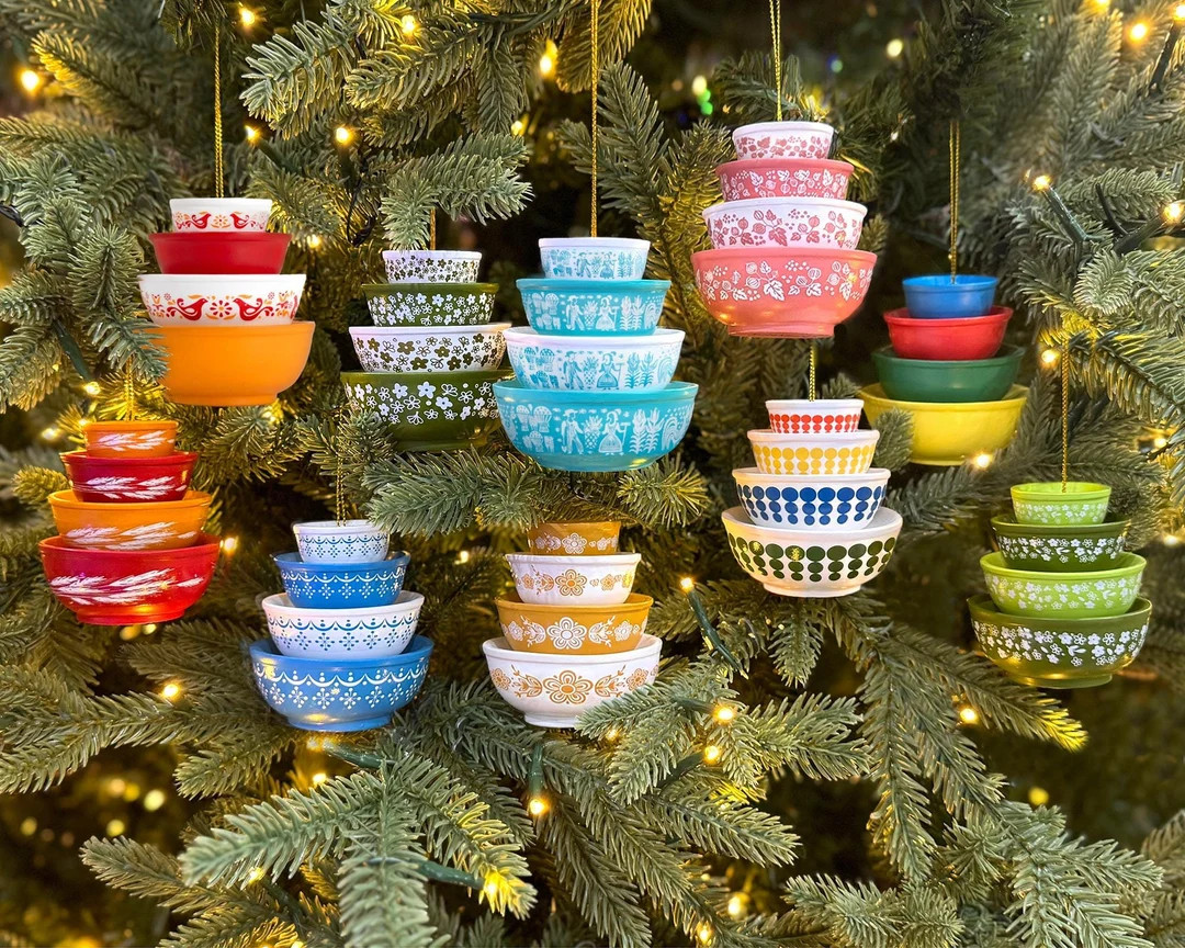 Miniature Pyrex Bowl Stack Ornament - Etsy | Etsy (US)