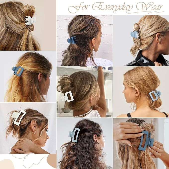 3 Style Hair Claw Clips 9 pcs Medium Claw Clips Hair Clips for Women Rectangle Claw Clips for Thi... | Amazon (US)