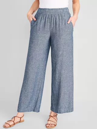 High-Waisted Cropped Linen-Blend … curated on LTK