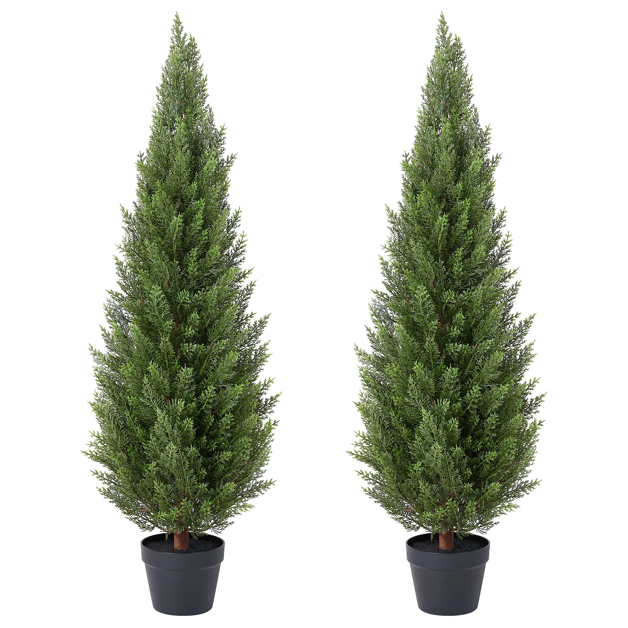 4ft Artificial Cedar Tree With Natural Wood Trunk, Set of 2 UV Resistant Outdoor Faux Cedar Tree ... | Wayfair North America