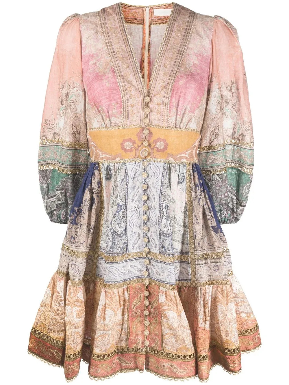 ZIMMERMANN Anneke Panelled Mini Dress - Farfetch | Farfetch Global