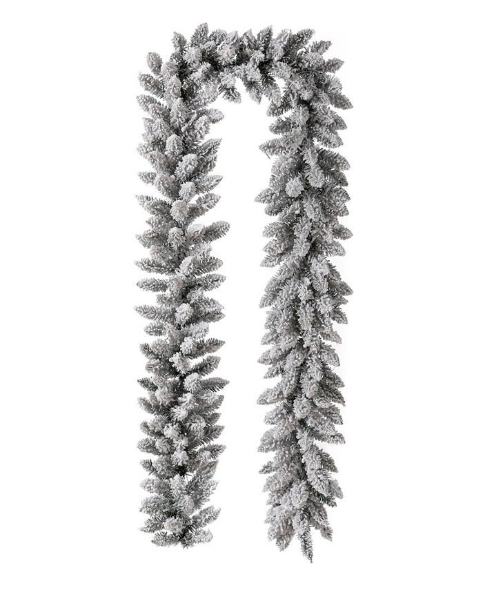 Glitzhome Pre-Lit Snow Flocked Christmas Garland with Warm LED Light & Reviews - Shop All Holiday... | Macys (US)