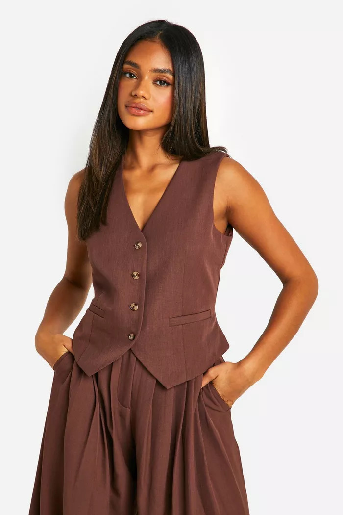 Marl Mock Horn Fitted Waistcoat | Boohoo.com (UK & IE)