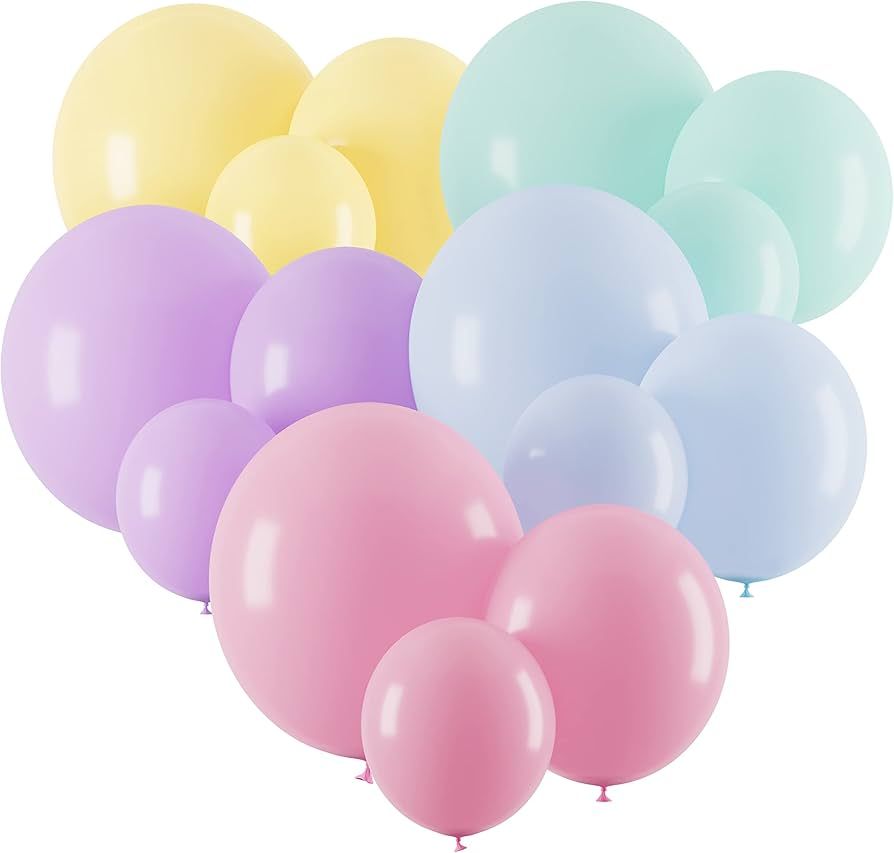 100 Pastel Balloons Assorted Colors & Size – Rainbow Birthday Party Decorations – Macaron Bal... | Amazon (US)