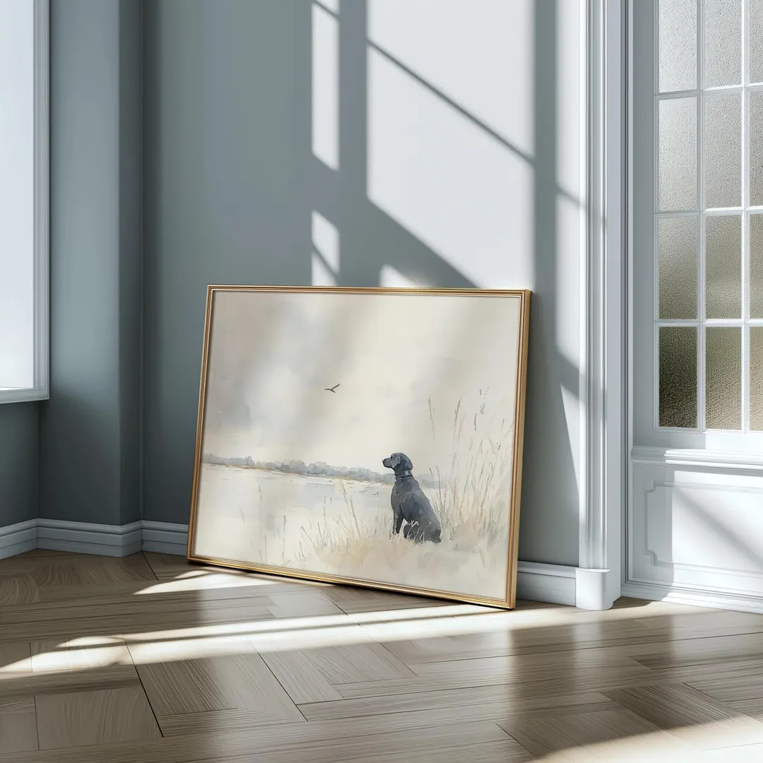 Watercolor Labrador Retriever Dog Art – Black Labrador by the Lake, Serene Hunting Scene, Rusti... | Etsy (US)