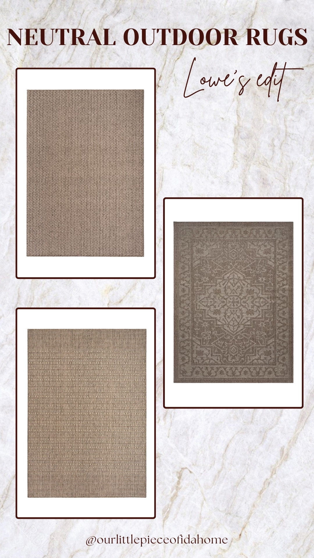 I’m rounding up my favorite neutral outdoor rugs that make a patio, porch, or outdoor seating area feel instantly more finished.

These timeless patterns and woven textures add warmth without competing with your furniture or seasonal decor. They’re easy to style and work beautifully with a layered, designer-inspired outdoor space.

If you’re refreshing your porch this season, these are some of the best neutral outdoor rug options I’ve found.
 

 #LTKU #LTKHome #LTKSaleAlert