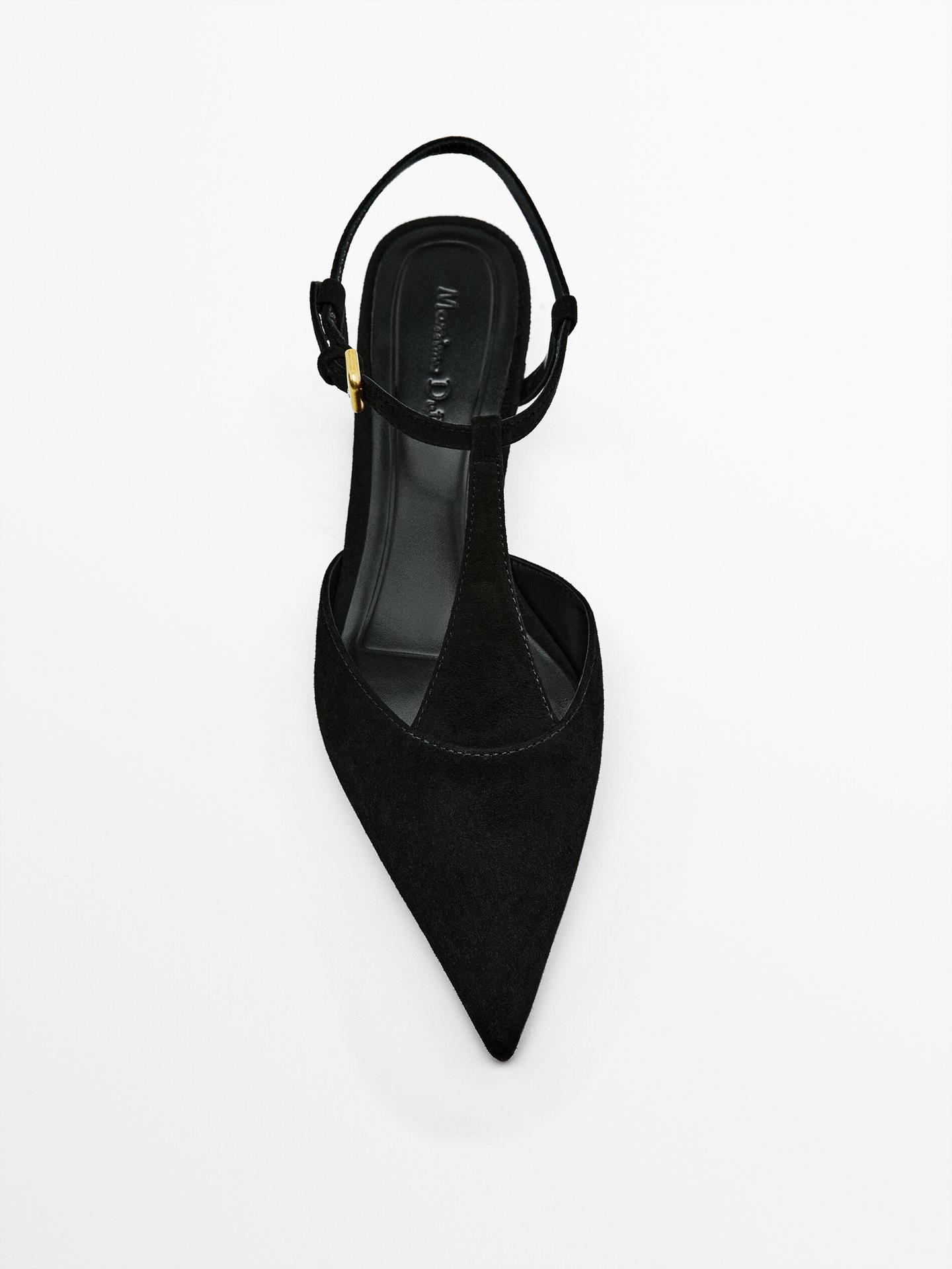 Absatzschuhe aus Wildleder mit offener Ferse | Massimo Dutti DE