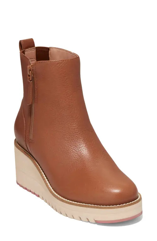 Cole Haan ZeroGrand City Waterproof Wedge Bootie in British Tan/Ivory Wp at Nordstrom, Size 10.5 | Nordstrom
