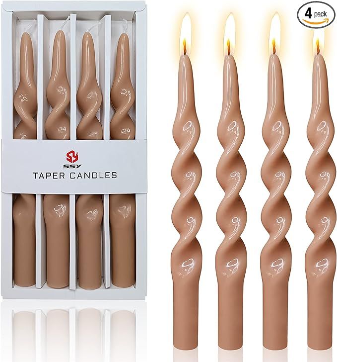 Spiral Taper Candles Taper Candlesticks - 4pcs Gedengni Candle Stick Unscented Wax Candles Elegan... | Amazon (US)