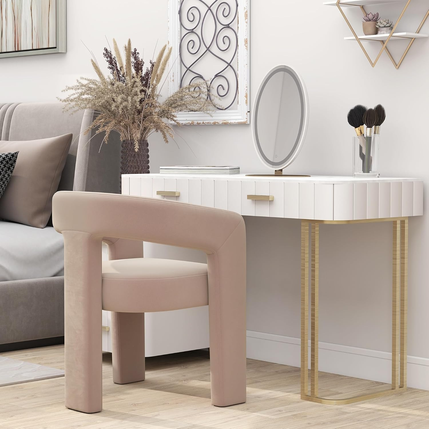 HNY Modern Barrel Kitchen & Dining Room Chair, Velvet Upholstered Accent Chair with Arm, 18.5'' W... | Amazon (US)