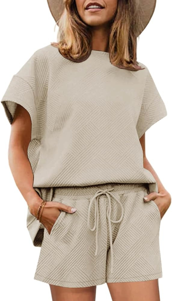 Tankaneo Womens Loungewear Set Short Sleeve Tops and Shorts 2 Piece Outfits Matching Lounge Pajam... | Amazon (US)
