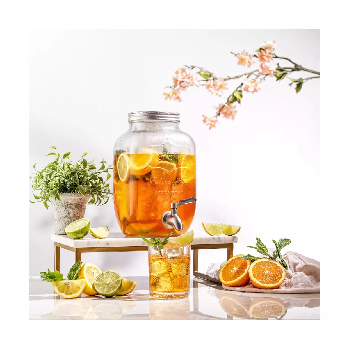 JoyJolt Glass Drink Dispenser, Ice Cylinder, & Fruit Infuser - 1 Gallon Drink Dispensers for Part... | Target