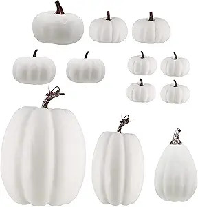 winemana 12 Pcs Thanksgiving Table Decorations Artificial Pumpkin, 6 Sizes Plastic Pumpkins Fall ... | Amazon (US)