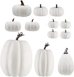 winemana 12 Pcs Thanksgiving Table Decorations Artificial Pumpkin, 6 Sizes Plastic Pumpkins Fall ... | Amazon (US)