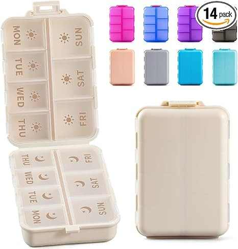 NEW Foldable & Double Protection Portable Weekly Pill Organizer 2 Times A Day with Etched Labels,... | Amazon (US)