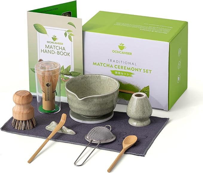 Japanese Matcha Set, Matcha Bowl with Spout and Coaster, Matcha Whisk and Holder, Sifter, Scoop, ... | Amazon (US)