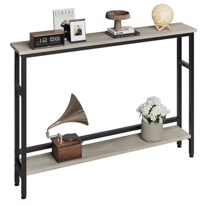 5.9” Narrow Console Table - 2 Tier Slim Console Tables for Entryway, Industrial Sofa Table with Adjustable Shelf, for Living Room, Hallway, Foyer | Target