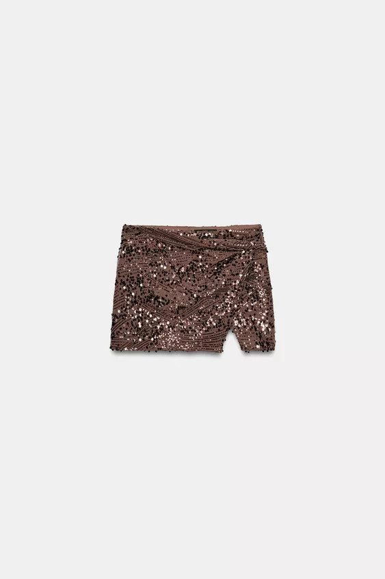 SEQUIN MINI SKORT WITH KNOT | Zara UK