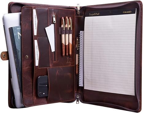 Gavarnie Genuine Leather Business Portfolio Padfolio Folder with Zipper for Men, Men's... | Amazon (US)