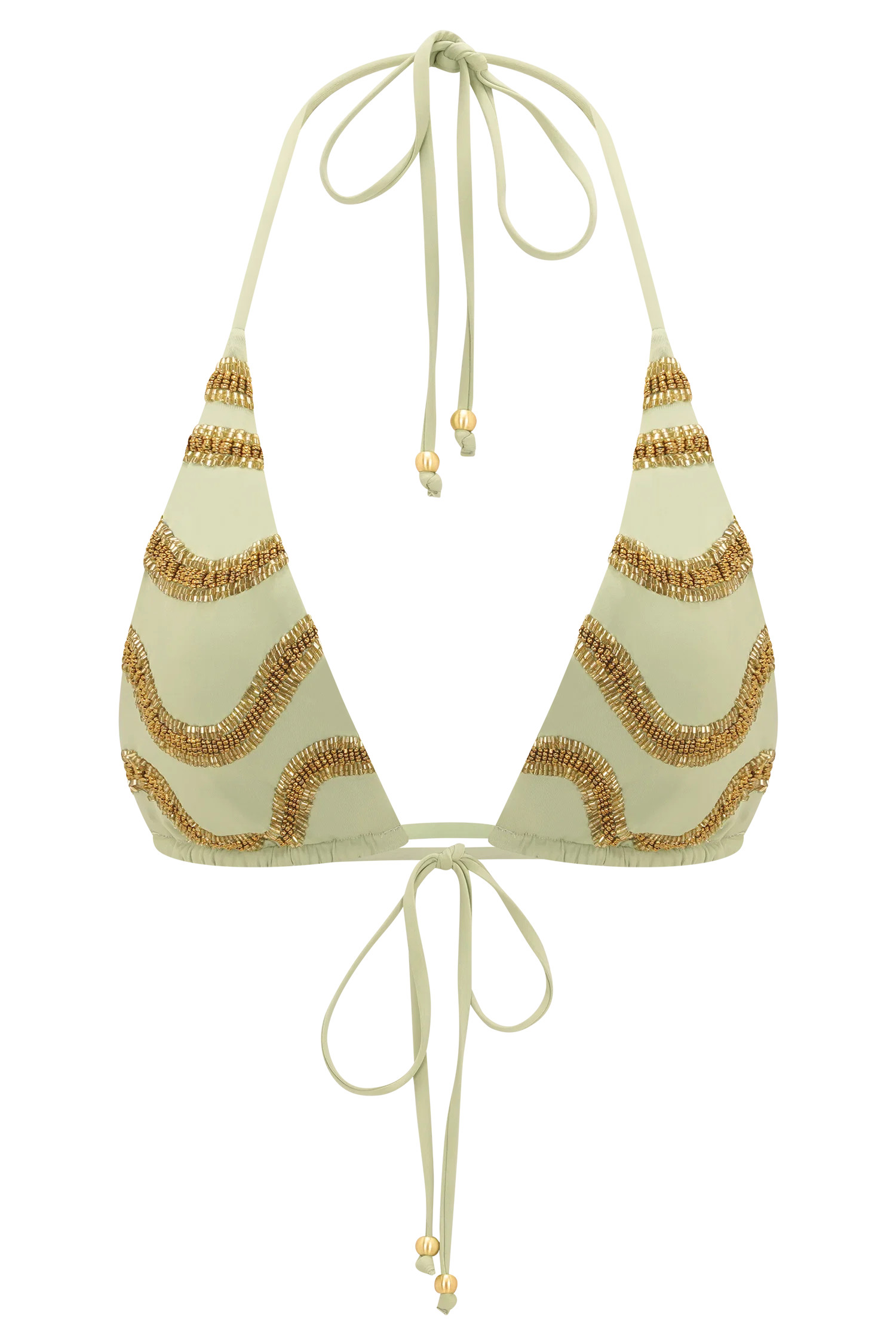 Beaded Triangle Bikini Top - Sage | MESHKI US