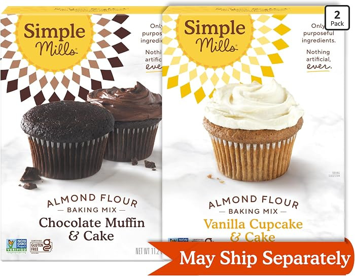 Simple Mills Black & White Baking Set Almond Flour Chocolate & Vanilla Cupcake Mix Gluten Free, P... | Amazon (US)