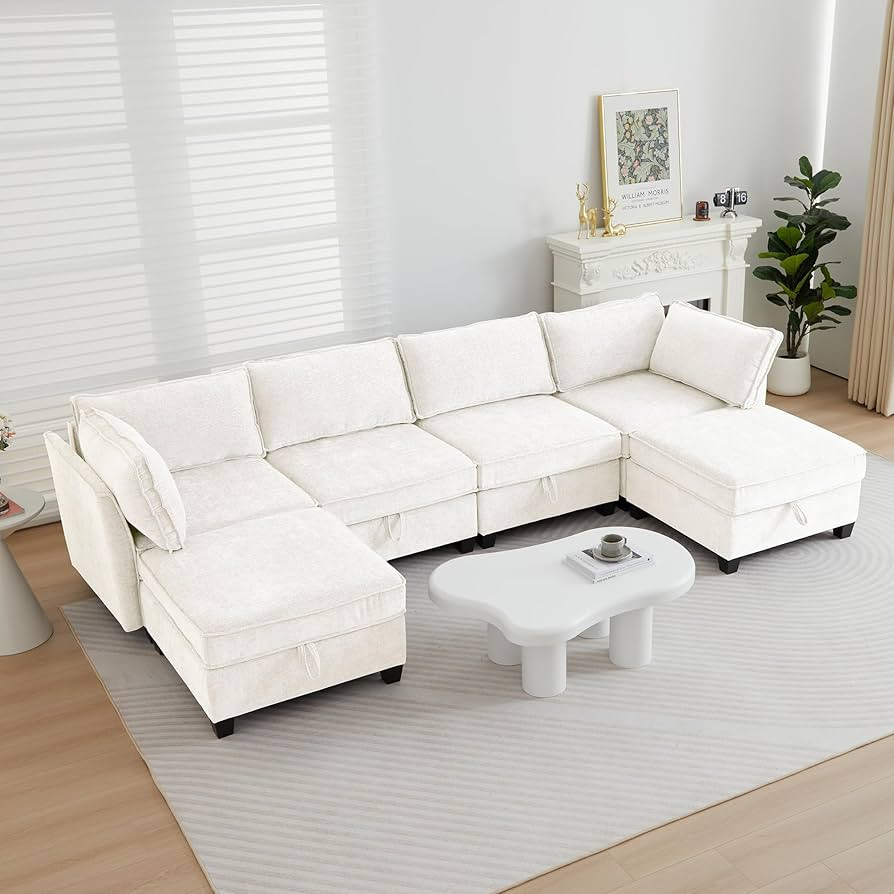Oversize Modular Sectional Sofa Set, Convertible U Shaped Couch with Storage, 6 Seater Sofa Modul... | Amazon (US)