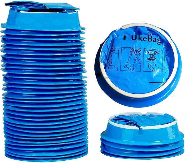 PukeBag 50 Pack Emesis Bag, Disposable Vomit Bags, Aircraft Barf Car Sickness Nausea Bags for Tra... | Amazon (US)