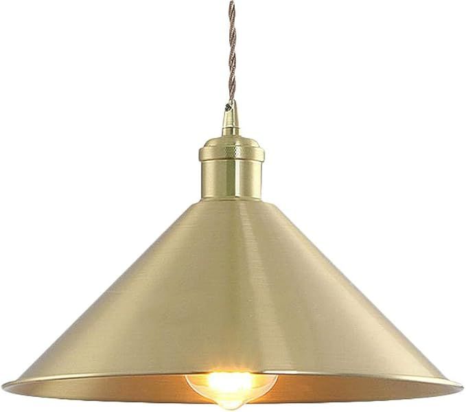 SUSUO 11.81"W Pure Golded Contemporary Ceiling Pendant Lighting with Conical Shade in Warm Brass,... | Amazon (US)