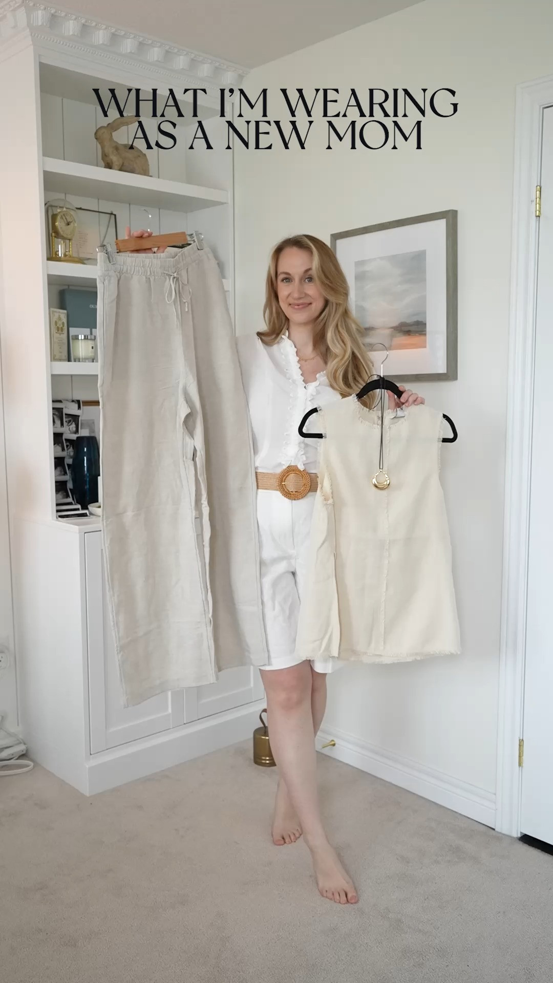 An easy going tonal outfit for on the go in those days when you want a flowy look 🤍 I feel so comfortable and chic in this outfit formula and love how versatile these accessories and these linen pants are! (What I'm wearing 5 weeks postpartum)  

 #LTKSeasonal #LTKFindsUnder100 #LTKStyleTip