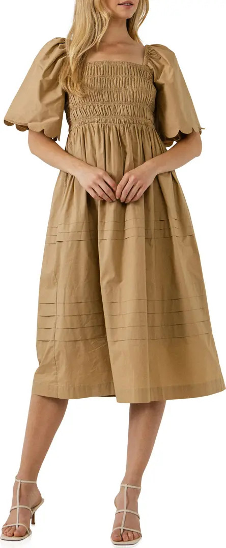 Scallop Detail Midi Dress | Nordstrom